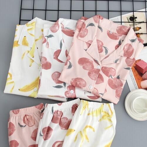 Fdfklak Cotton Sleepwear Home Wear Women Set Lingerie Femme 2020 New Pajama Set Long Sleeve Night Wears Print Girls Pijamas