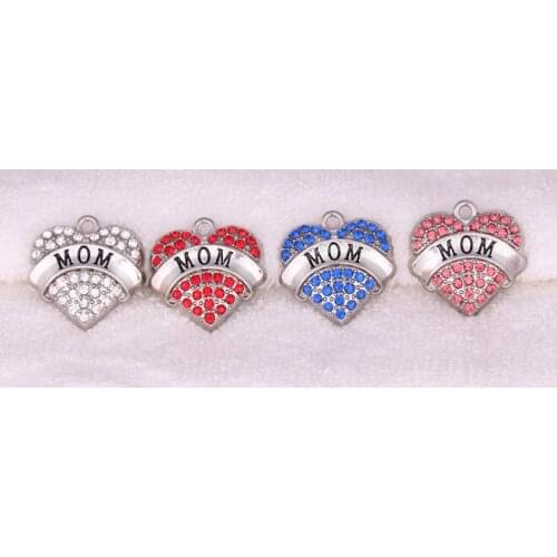 1 inch*1 inch zinc studded with sparkling crystals MOM Crystal Heart Pendant