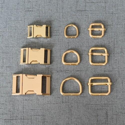 20 Sets 15mm 20mm 25mm Golden Metal Adjust Buckle D Ring Clasp A Set Wholesale Accessory DIY Dog Accessories 3S-LXK-j