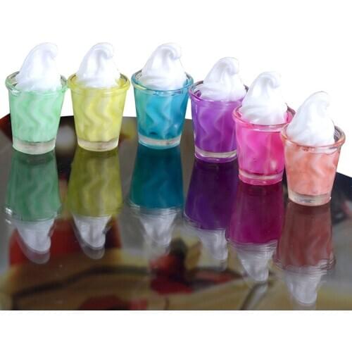 20Pcs Resin Ice Cream Cup Resin Flatback Cabochons Kawaii Scrapbook DIY Craft Accessories Christmas Phone Case Hair Material