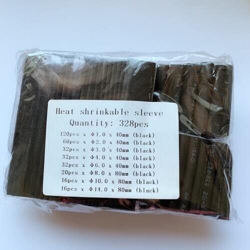 328pcs cable sleeve electronic component DIY connector repair heat shrink tube combination 7 specifications black