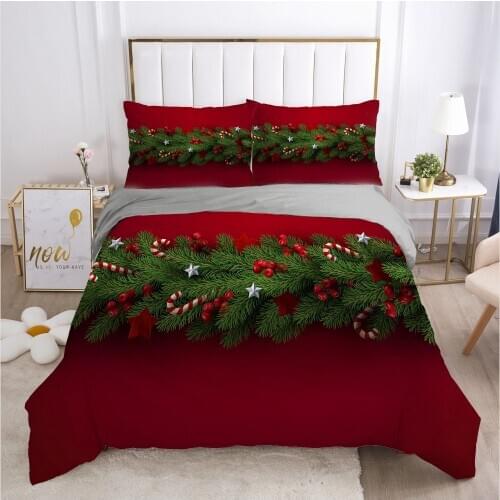 3D Bedding Sets Red XMAS Duvet Cover Set Quilt Covers and Pillow Shams Comforther Case Christmas Tree Printing Design Bedclothes