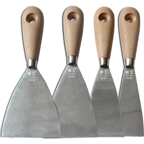 4cm/6cm/8cm/10cm Stainless Steel Putty Knife Paint Tool Plaster Shovel Filling Spatula Tang Scraper Wood Handle Wall Decoration