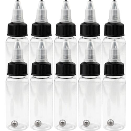 5pcs 30/50/60/120/250ml Tattoo Airbrush Ink Dispensing Boston Bottles Plastic Container Bottles with Twist Top Cap Airbrushing