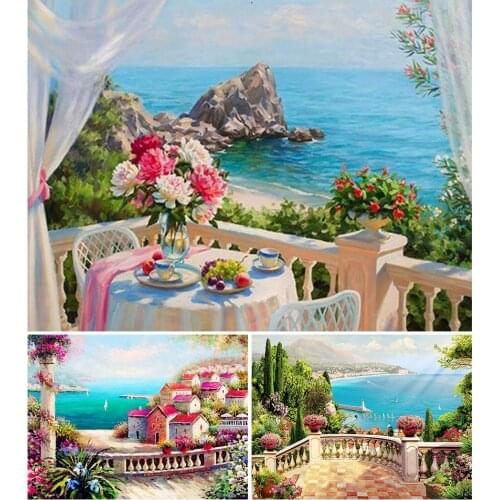 5D DIY Diamond Painting Full Square Landscape Flower Sea Cross stitch Kit Embroidery Mosaic Picture Of Rhinestones Home Decor
