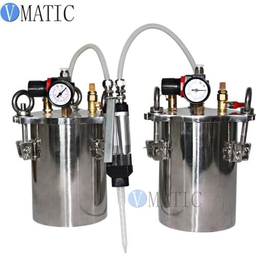Free Shipping VMATIC Manual Dual Liquid Glue Dispensing Valve Gun With Stainless Steel Air Pressure Tank