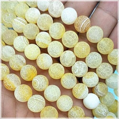 47pcs nature crack yellow stone beads semi precious stone strings round shape size 8mm for bracelets making diy accessories