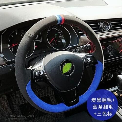 Steering wheel cover for Volkswagen CC Tiguan Teramont Touareg Tayron Tacqua Passat Tiguan leather hand-stitched grip cover
