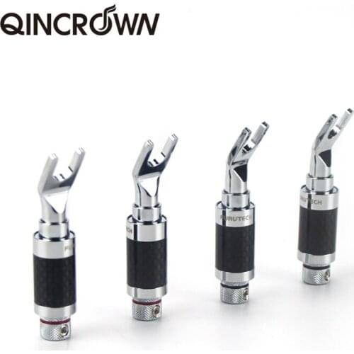 Furutech CF-201(R) Copper Rhodium Plated Carbon Y Spade Banana Plug Audio Speaker Plugs Screw Fork Spade Connector