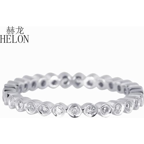 HELON Sterling Silver 925 Pave 0.2ct Natural Diamonds Engagement Wedding Ring For Women Birthday Anniversarry Best Gift