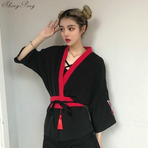 Japanese Style Jacket Kimono Yukata Haori Pattern Cat Retro Festival of Sakura Harajuku Clothes Loose Women Cardigan G097