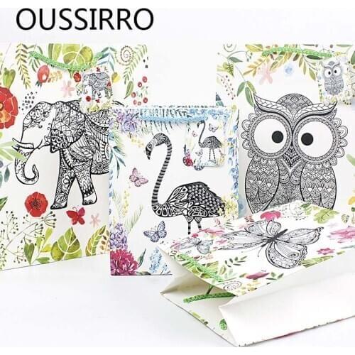 Creative Color Animal Forest Paper Gift Bag Wedding And Birthday Party Gift Decoration Packaging Bags With Best Wishes Handbag