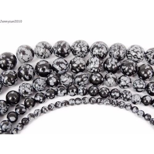 Natural SnowFlake Obsidian Gems Stone Round Spacer Loose Beads 15'' Jewelry Design 5 Strands/Pack