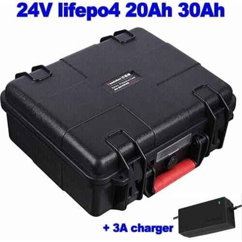 LiFePO4 24V 20Ah 30Ah lithium phosphate iron Battery Pack for sprayer lawn mower AGV Robot Solar street lamp LED RV +3A charger