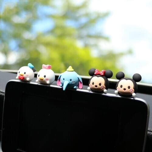 Cute Car Interior Decoration 6PCS Cute Minnie Mickey Doll For Car Center Console Decoration Car Goods Auto Accessories Interior
