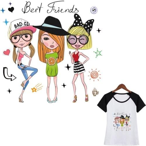 Fashion Sisters Patch Iron On Clothes Diy Tops Clothing Badges Patches New Garment Accessory Diy Washable Heat Transfer