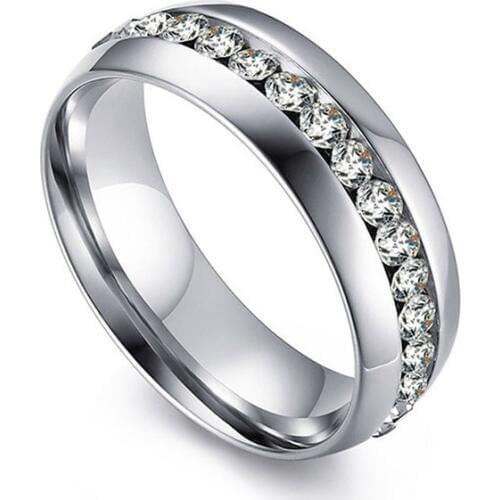 Fashion Jewelry Single Row Zirconia Ladies Ring Charm Popular Accessories Engagement Wedding Ring Lover Gift