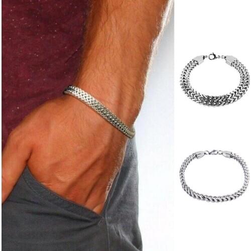 316L Stainless Steel Bracelet For Men Luxury Mens Charms Bangle Vintage Fashion Jewelry Chain Cuban Link Bracelet Male pulseira