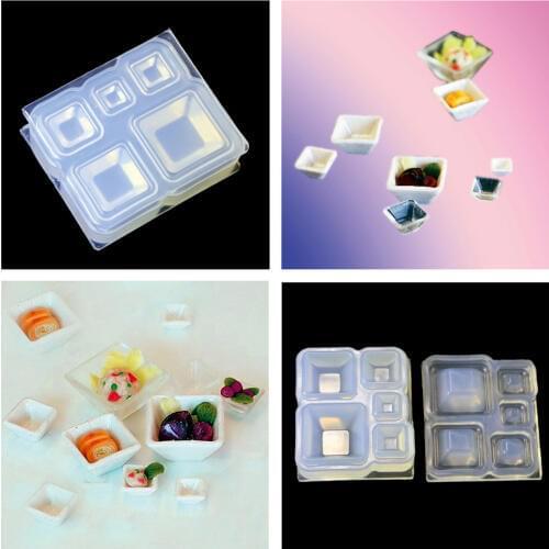 Stereoscopic Clear Silicone DIY Square Bowl Set shape Mold For Epoxy Resin Jewelry Making Craft Tools resin molds forjewelry