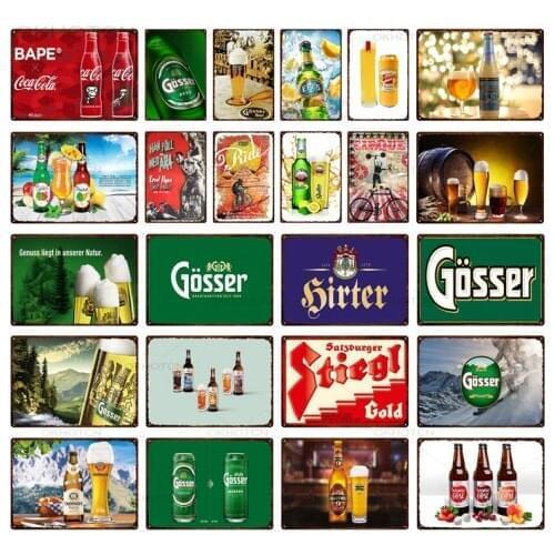 Austria Beer Pub Sign Vintage Metal Plates for Kitchen Bedroom Decoration Wall Art Metal Tin Sign Wine Beer Poster Metal Decor