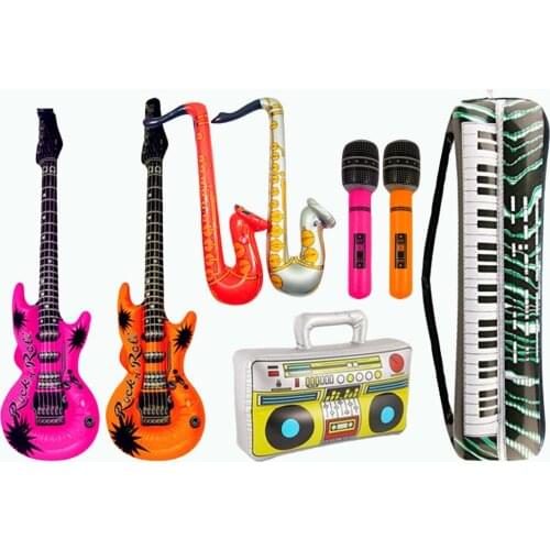 8cps Inflatables Guitar Saxophone Microphone Balloons Musical Instruments Toy Accessories for Swimming Pool Party Supplies Decor