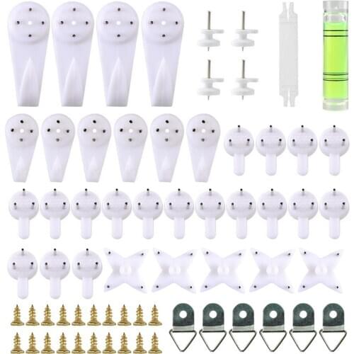 Wall Picture Hooks Heavy Frame Strong Nail White Plastic Painting Photo Frame Hard Fixing Kit Nail Hook Mirror Hanging Hanger