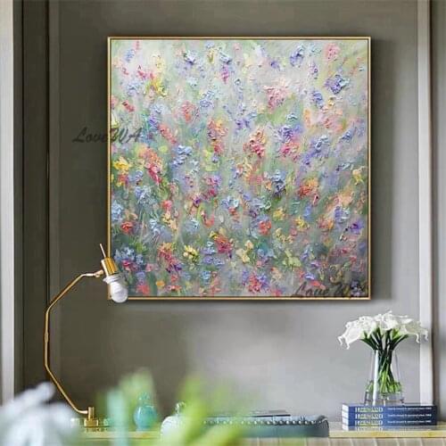 New Arrival Abstract Painting With Colorful Floret Patterns Modern Large Picture For Living Room Hand-painted Wall Art No Framed