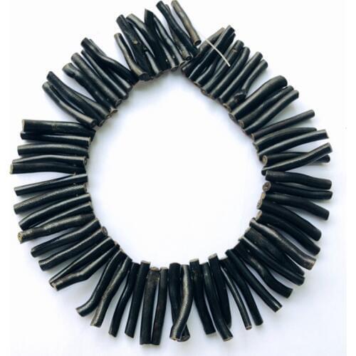 Wholesale 1string of 15.5" Full Strand Black Coral dendritic Bead 6x40mm Polished Coral Branch Beads Bamboo Coral Stick Beads