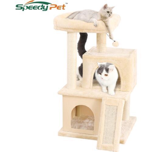 Drop Ship Cat Tree Condo with Sisal Scratching Posts Cat Tower Furniture Kitty Activity Center Kitten Play House Toys