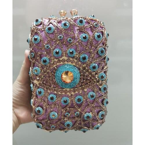 XIYUAN Luxury Silver/Blue Rhinestone Clutch Bags Handbag Hollow Out Women Evening Purse Wedding Mianudiere Crystal Party Bag