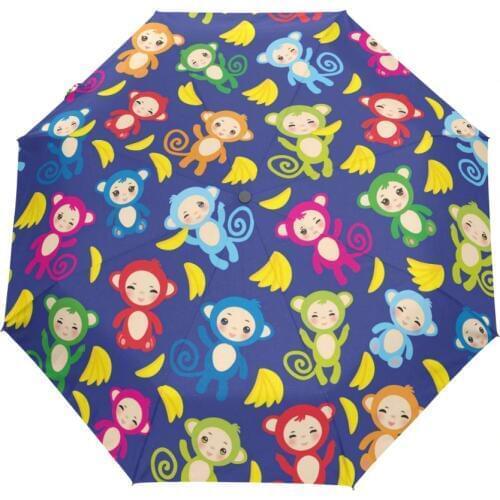 Cartoon Characters Colorful Umbrella Man and Women 3 Folding Automatic Umbrellas Anti-UV Sun/Rain Umbrella Parasol Cute Paraguas