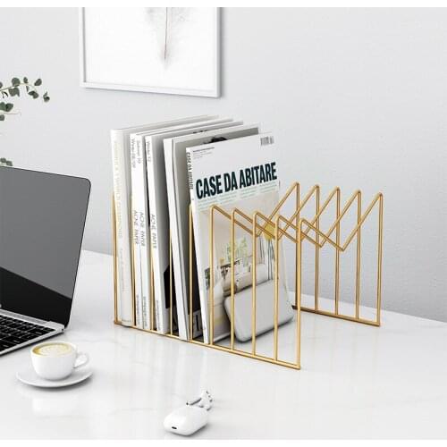 Modern Bookshelf Desktop Storage Organizer Office Magazine Rack Wrought Iron Simple Creative Net Red Table Small Bookshelf