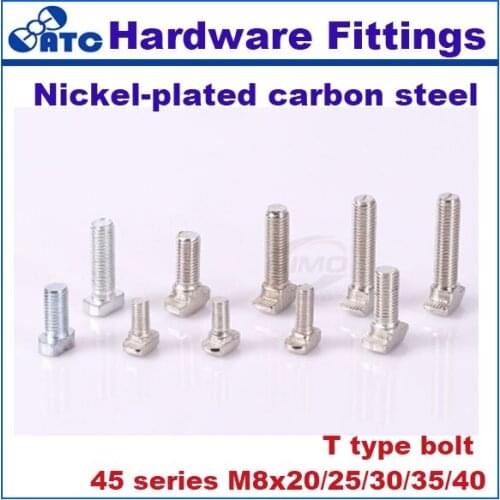 High quality European standard hammer T-bolt T head bolt for aluminum Nickel-plated carbon steel 45-M8 50pcs/lot