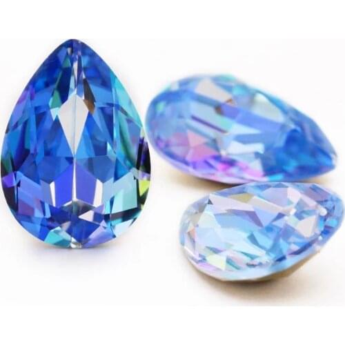 XiChuan New 5PCS Rhinestones Crystal Blue Laser Strass Hotfix Crystal Stone Glass Rhinestones for clothing stones decor garment