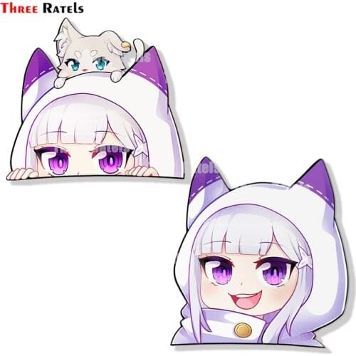 Three Ratels B316 Funny Cartoon Anime Emilia Peeker Stickers And Decals For Car Body Occlusion Scratch DIY Vinyl Material Decor