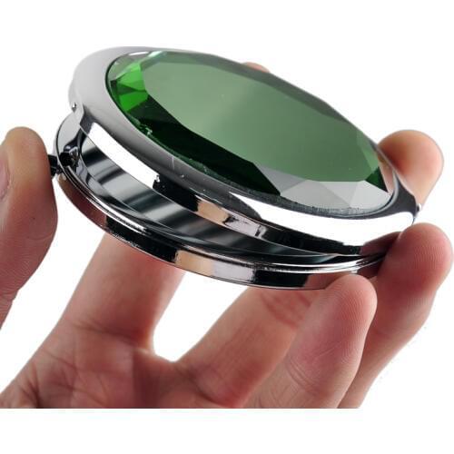 Makeup Mirror Fold Round Crystal Engraved Metal Pocket Cosmetic Compact Mirror Portable Cute Espelho De Bolso Personalized