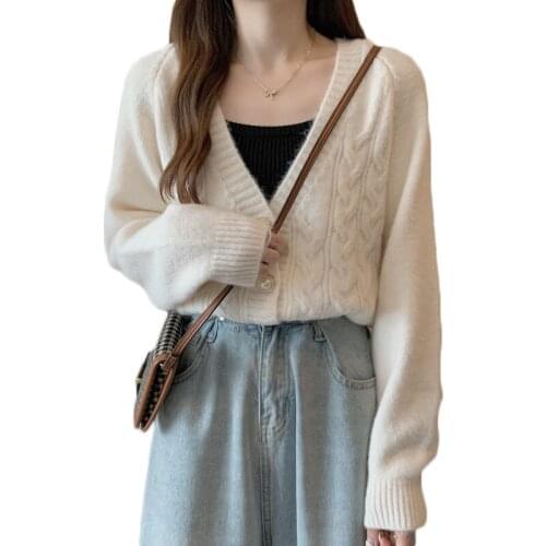 WSYORE Autumn Twist Knit Cardigan Jacket Women Wild Casual Female Student Sweater Top Coat Spring Jacket NS2997