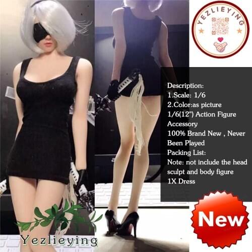 1:6 Nil Mechanical era Woman Robot Ulha NieR:AUTOMATA 2B Sister Female Black Underwear Dress Miniskirt For 12 inch Figurine UD