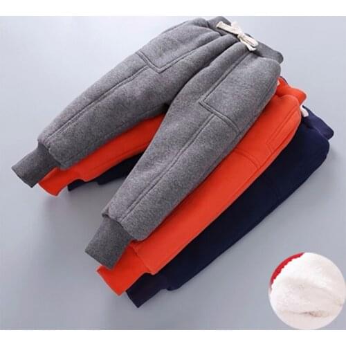 2020 High Quality Boys Winter Warm Pants Thickening Pants Kids Casual Clothes With Fleece Long Trousers For Boys