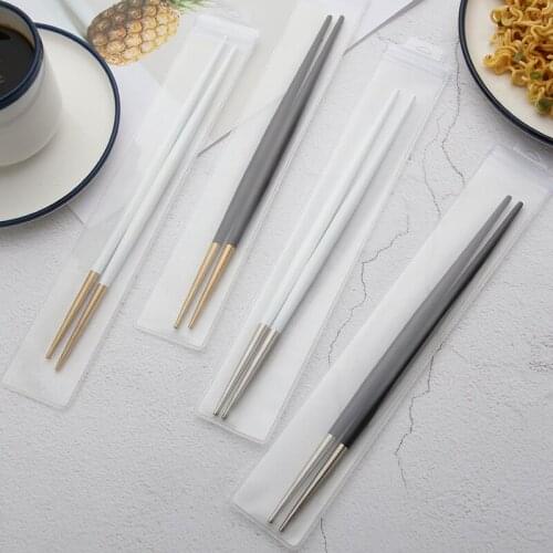1Pairs Gold Round Metal Chopsticks Japanese Stainless Steel Chopsticks Restaurant Home Hotel Sushi Noodles Non Slip Reusable