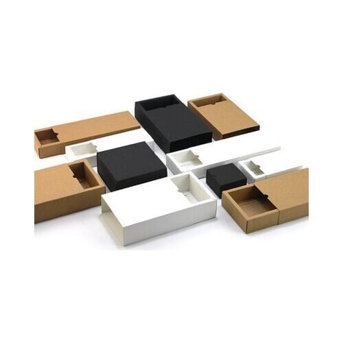 10Pcs/Lot DIY Three Color Rectangular Design Drawer Box Kraft Paper Boxes For Candy Chocolate Backing Cookies Cases Storage Box