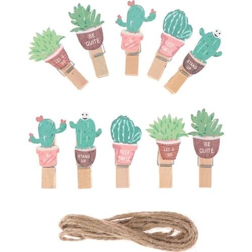 10pcs/lot Mini Memo Paper Clips Cute Plant Wood Clip Set Small Craft Photo Pegs Wooden Paper Clips Kawaii Stationery Hot