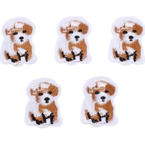 10pcs/lot Embroidered Dog Patches Cartoon 3D Animal Stickers Handmade Jeans Bags Motif Badge DIY Patchwork Craft Accessories