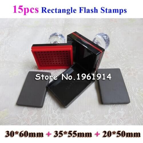 15pcs Rectangle 30x60mm + 35*55mm + 20*50mm Photosensitive Flash Stamp Shell Photosensitive Material Selfinking Stamping