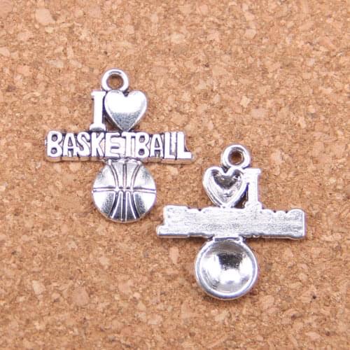16pcs Charms i love basketball 21x20mm Antique Pendants,Vintage Tibetan Silver Jewelry,DIY for bracelet necklace