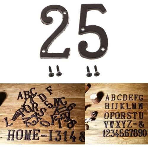 2pcs Wrought Iron Antique Metal House Office Garden Street Door Number Sign Plaque DIY Digit Plate 2 5