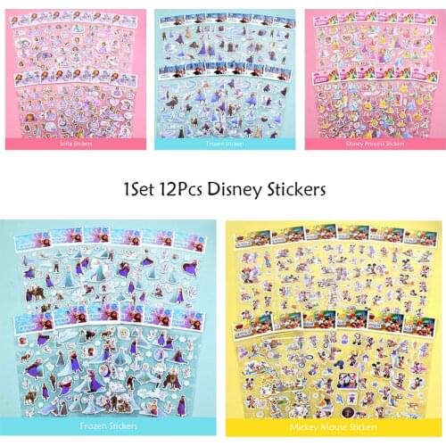 Disney Frozen 3D Stickers For Kids Boys DIY Stickers Cartoon Waterproof Home Decoration Poster Sofia Mickey Mouse Sticker Toys