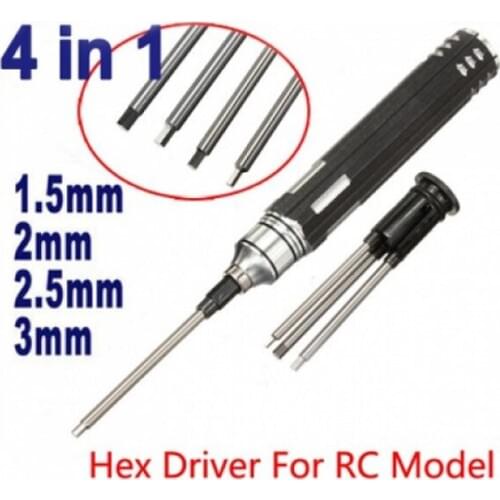 HOBBYMATE 4 In 1 Screwdriver Hexagon Head H1.5 H2.0 H2.5 H3.0 Hex Screw Driver Tools Set RC Tools Kits For FPV Helicopter Car