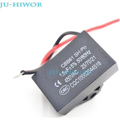 5pcs/lot) CBB Capacitors 1.8uf 450V AC CBB61 Metallized Capacitor For Motor Start-up Ceiling Fan TOL:5