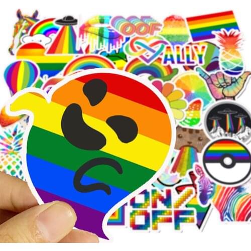 50pcs Rainbow Colorful Girl Stickers Laptop Motorcycle Luggage Phone Skateboard DIY Waterproof Fun Stickers